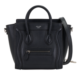 Nano Luggage Tote, Leather, Black, 0194, S, 3*